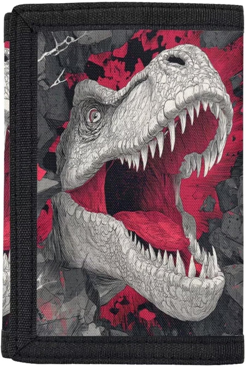 Rnyleeg Novelty Canvas Wallet for Kids Boys Dinosaur Boys Wallets for Kids 4-6 8-10 12-14 Trifold Wallet with Coin Pocket and Card Holders Small Coin Purse for Men Teens - Image 2